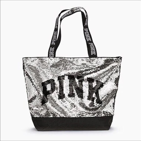 Victoria Secret Pink Flip Sequin Tote Bag NEW - Picture 2 of 8
